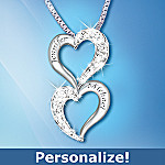 Loving Hearts Personalized Sterling Silver And Diamond Pendant Necklace